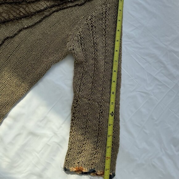 LIV Milano Women’s Boho Beige Sweater With Sequin, Mesh Embellishment Size Large - Picture 3 of 14